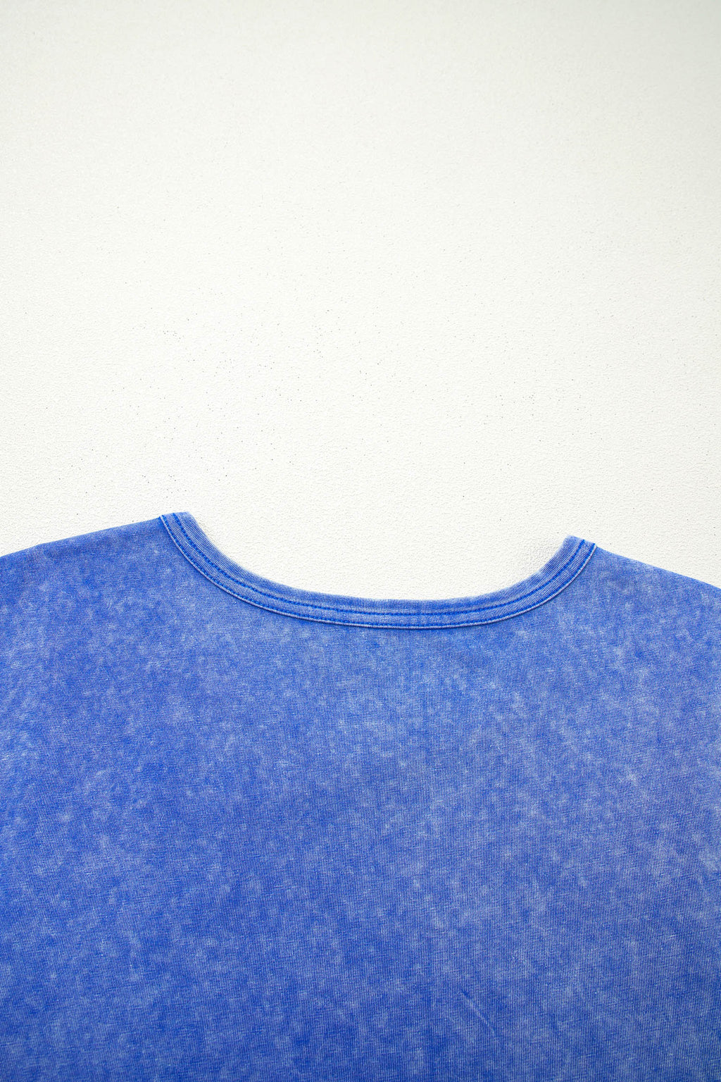 Sky Blue 100% Cotton Mineral Wash Raw Seam Lace Sleeve Tee