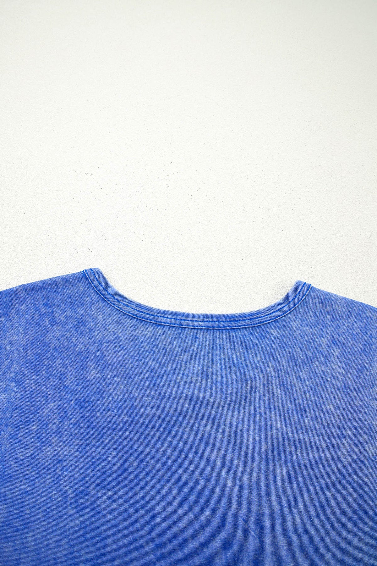Sky Blue 100% Cotton Mineral Wash Raw Seam Lace Sleeve Tee