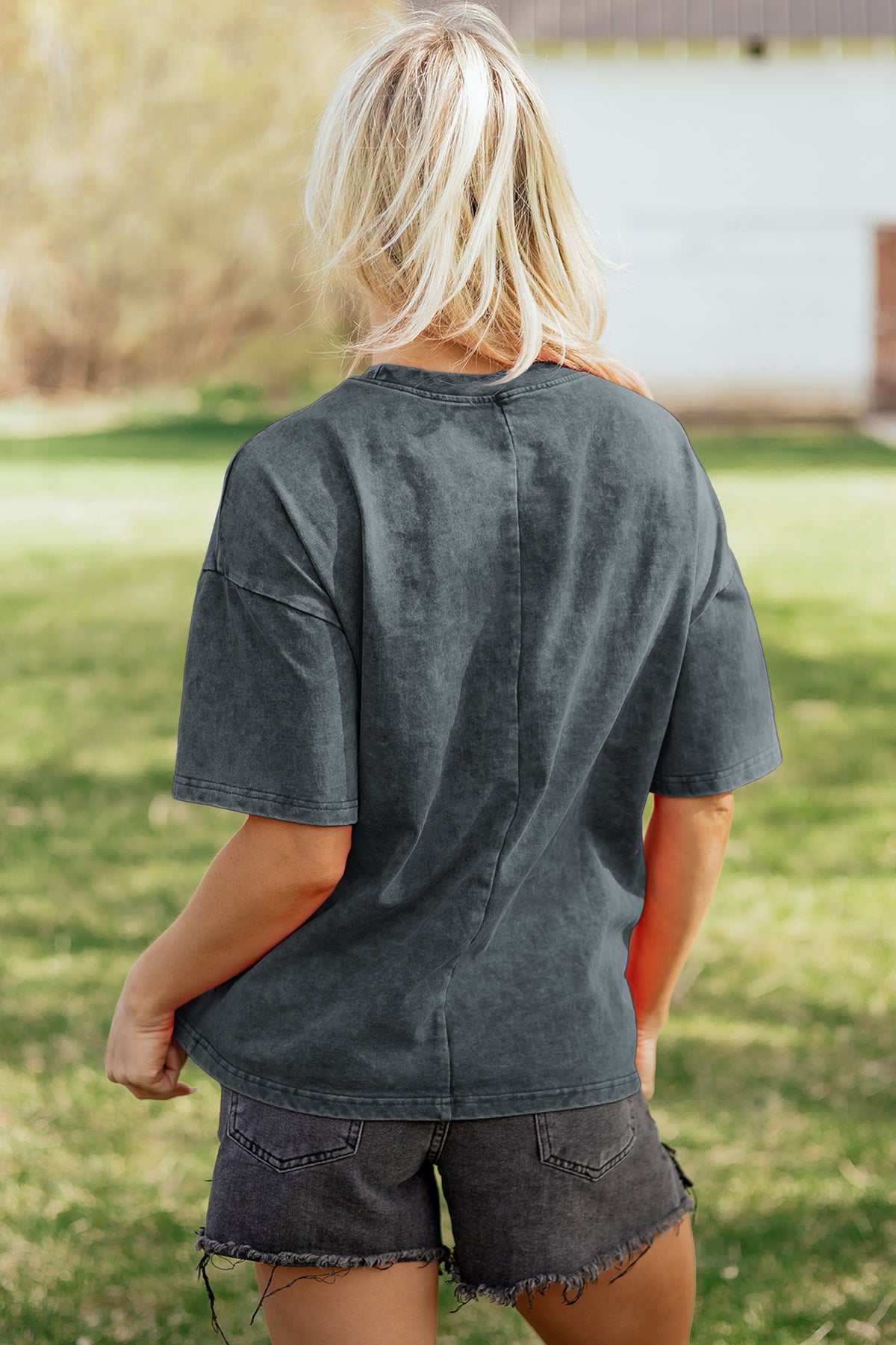 Mint Green Solid Color 100% Cotton Mineral Washed Oversize Tee
