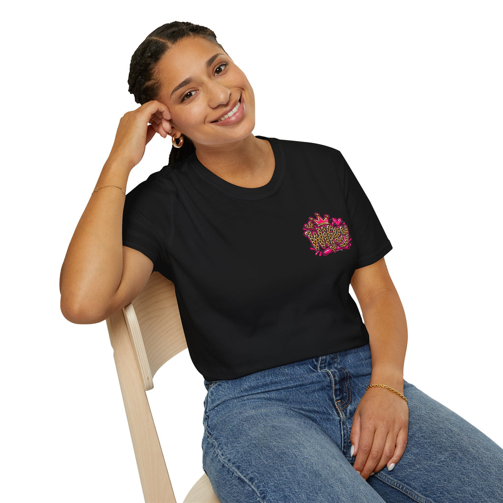"My Husband Is Friendly, I Am Not" Leopard Print Heart Design Graphic Tee