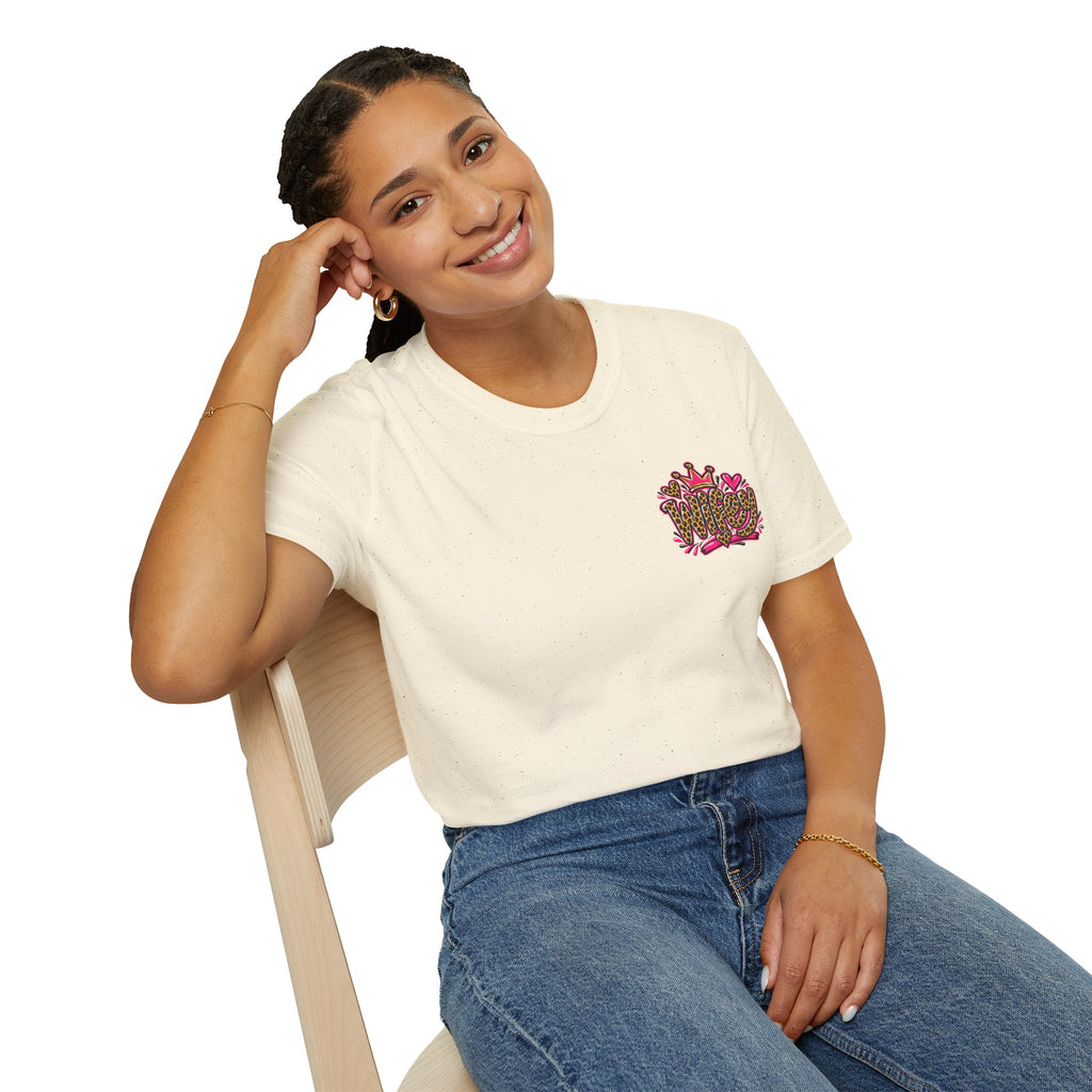 "My Husband Is Friendly, I Am Not" Leopard Print Heart Design Graphic Tee