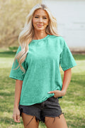 Mint Green Solid Color 100% Cotton Mineral Washed Oversize Tee