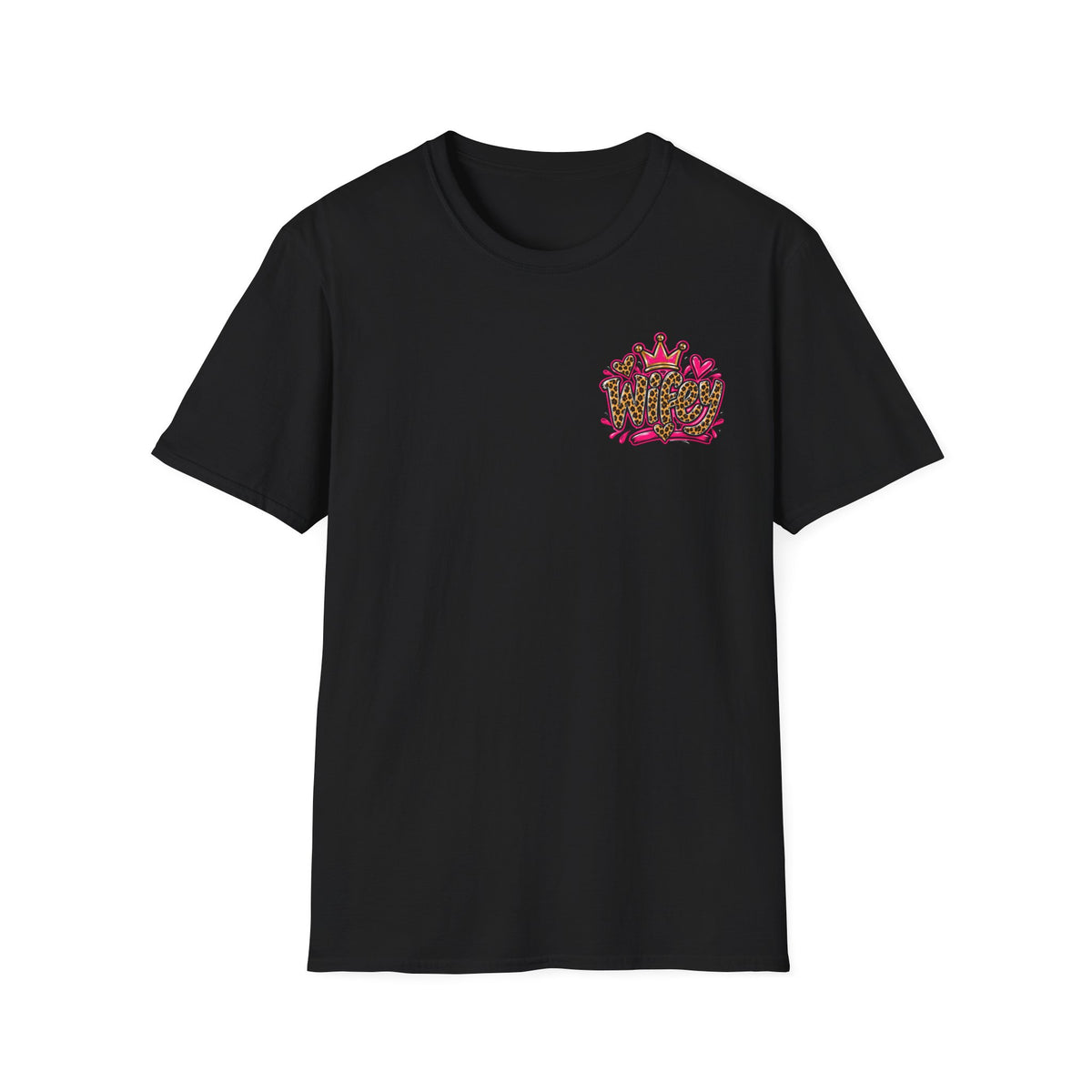 "My Husband Is Friendly, I Am Not" Leopard Print Heart Design Graphic Tee