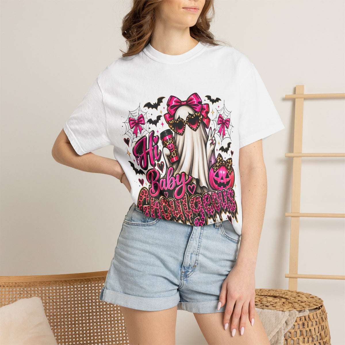 Hi Baby Ghoulgeous T-Shirt — Pink Halloween Graphic Tee