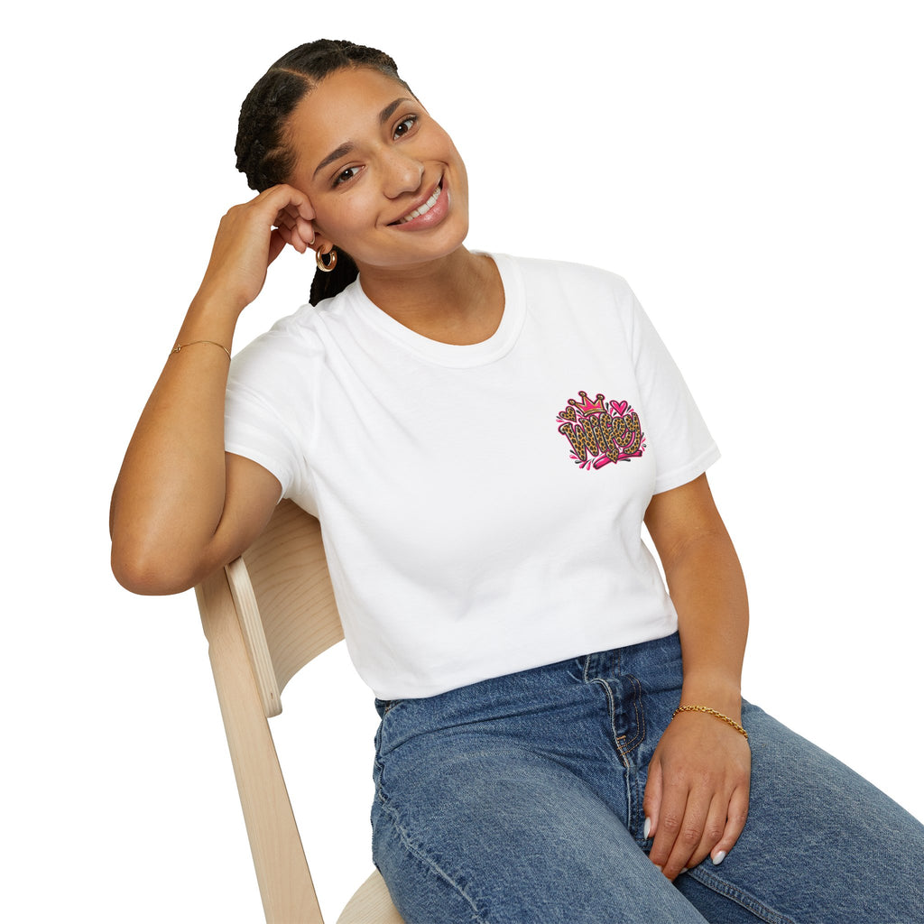 "My Husband Is Friendly, I Am Not" Leopard Print Heart Design Graphic Tee