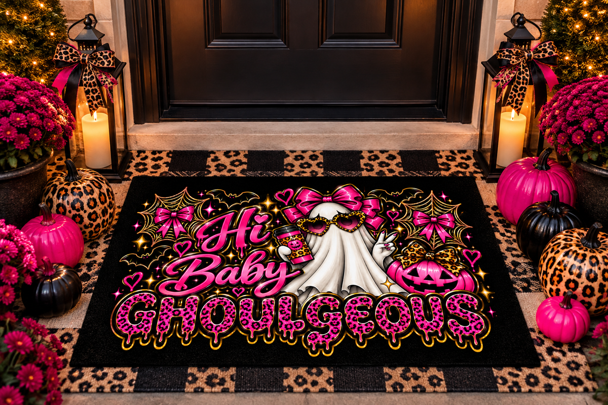 "Hi Baby Ghoulgeous" Halloween Outdoor Rug